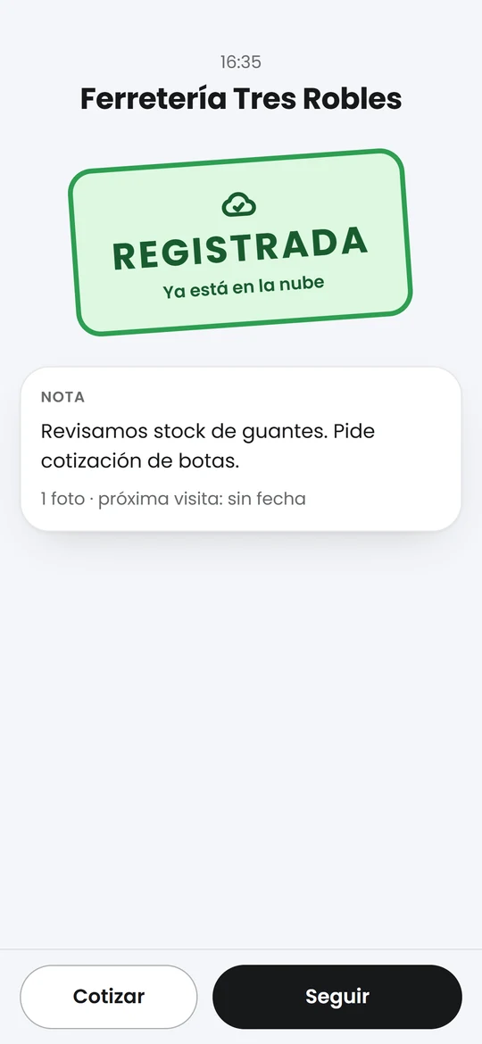 Visita registrada: ya está en la nube
